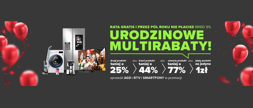 Promocja URODZINOWE MULTIRABATY w Neonet - kup wybrane AGD i zyskaj rabat na jeden ze sprzęt&oacute;w!