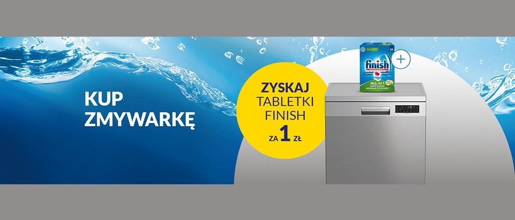 Promocja w Neonet - kup zmywarkę objętą promocją i odbierz tabletki Finish w prezencie za 1 zł!