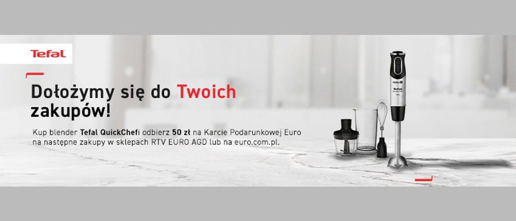 Kup blender TEFAL i odbierz 50 zł na karcie podarunkowej w RTV EURO AGD!