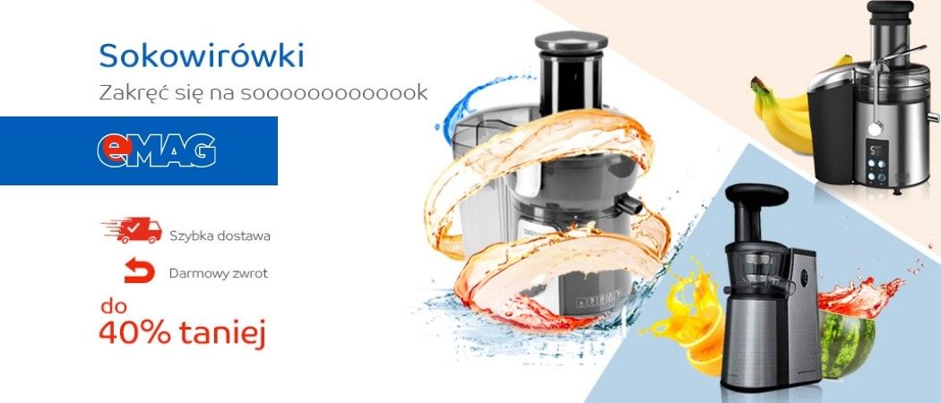 Promocja na sokowir&oacute;wki i wyciskarki do sok&oacute;w w eMAG!