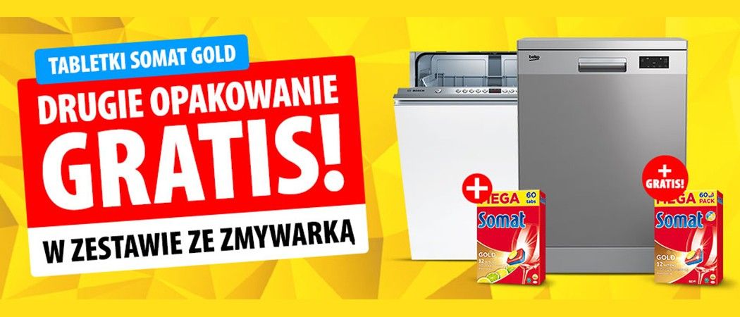 Promocja w Media Expert - kup promocyjną zmywarkę z tabletkami SOMAT, a drugie opakowanie tabletek otrzymasz gratis!