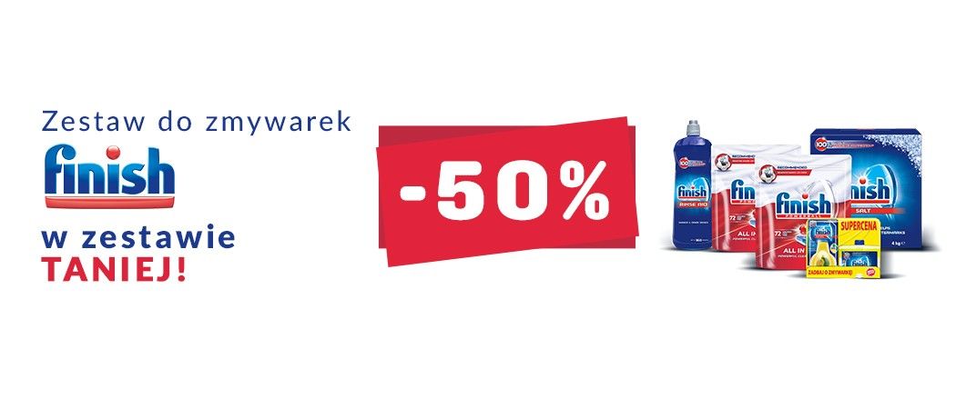 Kup promcyjną zmywarkę i odbierz 50% rabatu na zestaw Finish w promocji RTV EURO AGD!