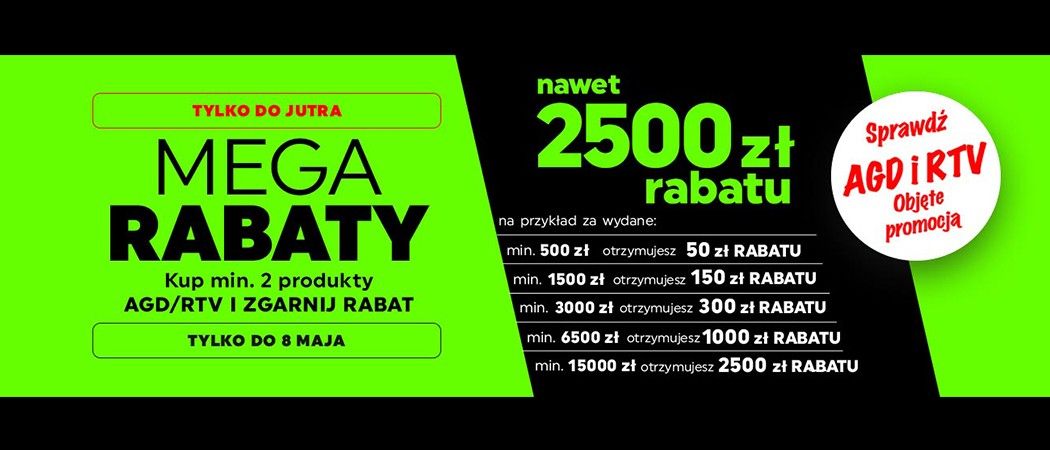 Promocja "Mega rabaty" w Neonet - kup wybrane sprzęty AGD z rabatem nawet do 2500 zł!