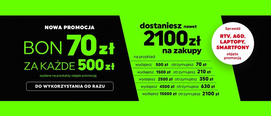 Promocja w Neonet - kup wybrany sprzęt i zyskaj bon 70 zł za każde wydane 500 zł!