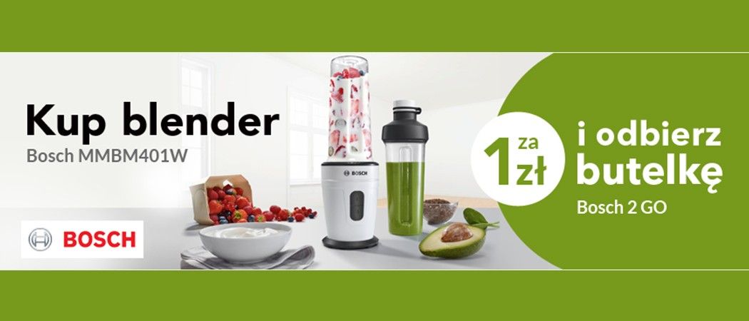 Promocja BOSCH w RTV EURO AGD - kup wybrany blender BOSCH i zyskaj butelkę 2GO za 1 zł!