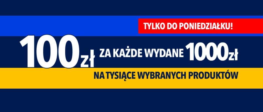 Promocja 100 ZŁ ZA 1000 ZŁ w RTV EURO AGD - kup wybrane AGD i zyskaj 100 zł rabatu za każde wydane 1000 zł!
