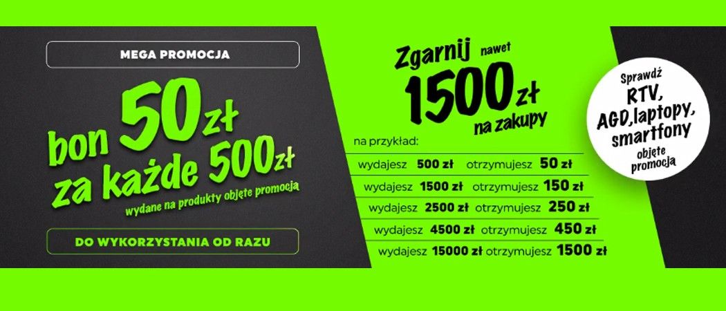 Kup wybrany sprzęt AGD i odbierz bon o wartości 50 zł za każde wydane 500 zł w promoocji Neonet!