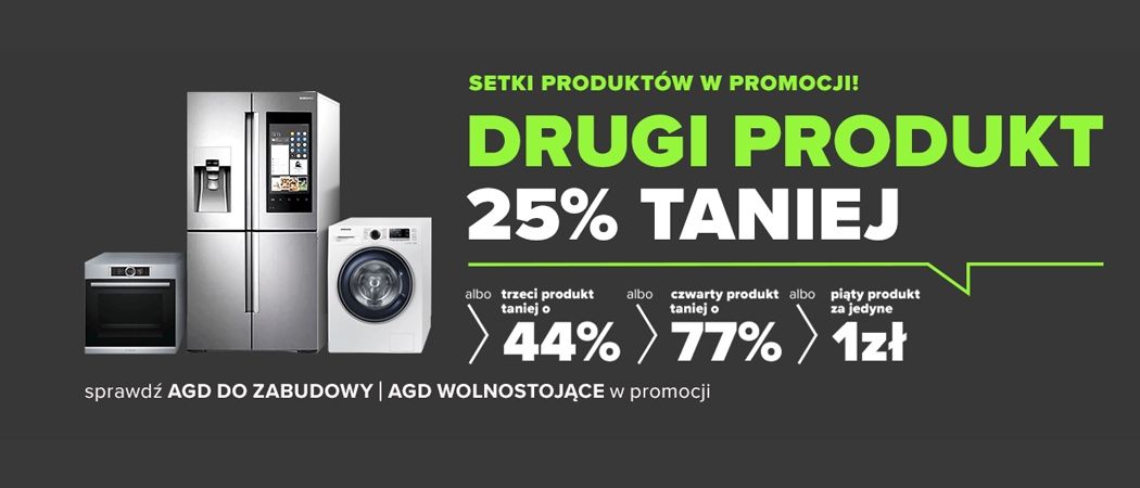 Promocja DRUGI PRODUKT TANIEJ w Neonet - kup wybrany zestaw AGD i zyskaj rabat na jeden ze sprzęt&oacute;w!