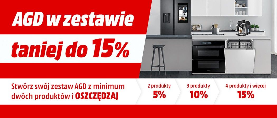 Kup promocyjny zestaw sprzęt&oacute;w AGD i zyskaj do 15% rabatu w promocji Media Markt!