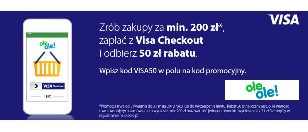 Promocja VISA Checkout w Ole Ole - 50 złotych rabatu na AGD!