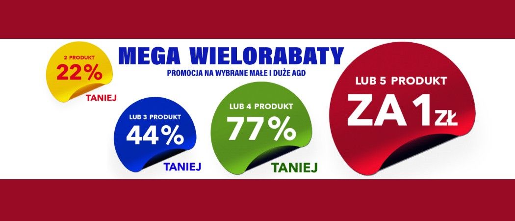 Promocja RTV EURO AGD na AGD - kup promocyjne AGD i zyskaj rabat na jeden ze sprzęt&oacute;w lub piąty sprzęt za 1 zł!