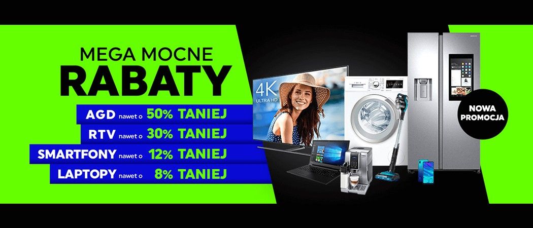 Promocja "Mega mocne rabaty" w Neonet - kup wybrany sprzęt AGD z rabatem nawet do 50%!