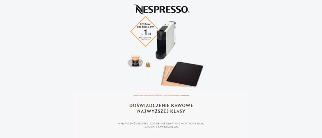 Promocja NESPRESSO - kup wybrany ekspres i zyskaj w prezencie do 180 kaw za 1 zł!