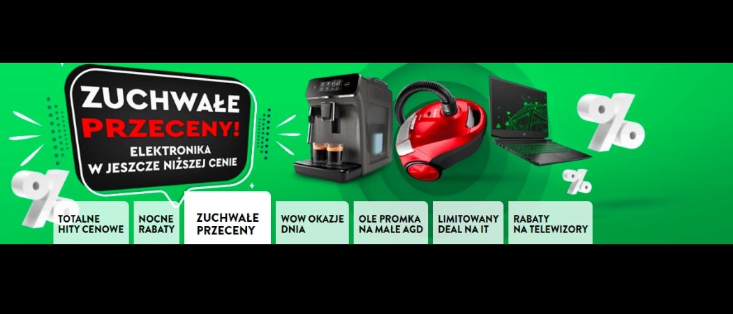 Promocja ZUCHWAŁE PRZECENY w Ole Ole - kup jeszcze taniej lod&oacute;wkę, pralkę, ekspres i wiele innych!