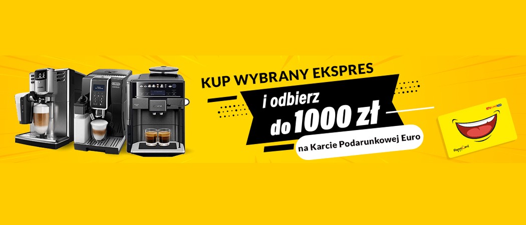 Kup wybrany ekspres do kawy i odbierz nawet do 1000 zł na karcie podarunkowej w promocji RTV EURO AGD!