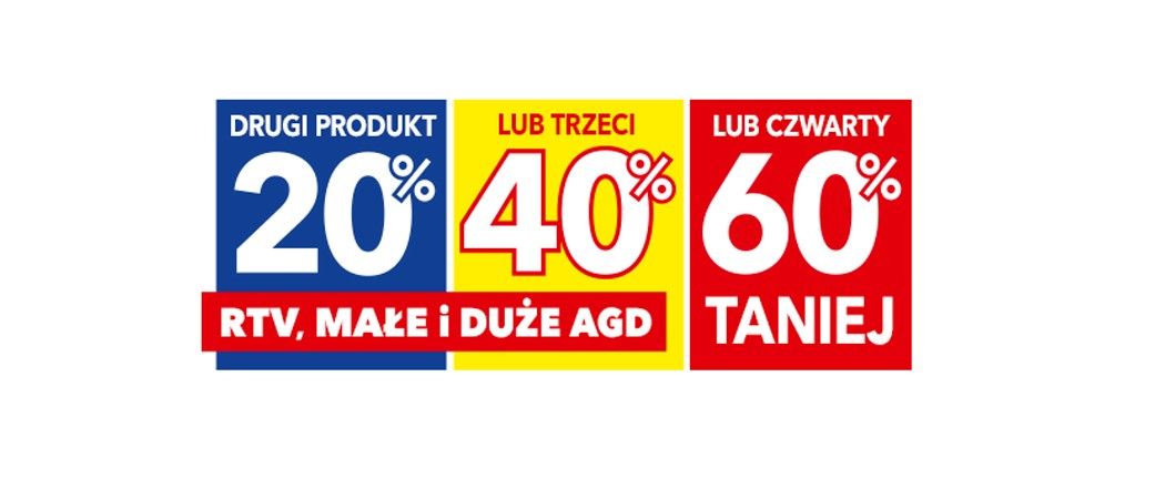 Kup minimum 2 promocyjne sprzęty AGD i odbierz do 60 % rabatu na jeden z nich w sklepach RTV EURO AGD!