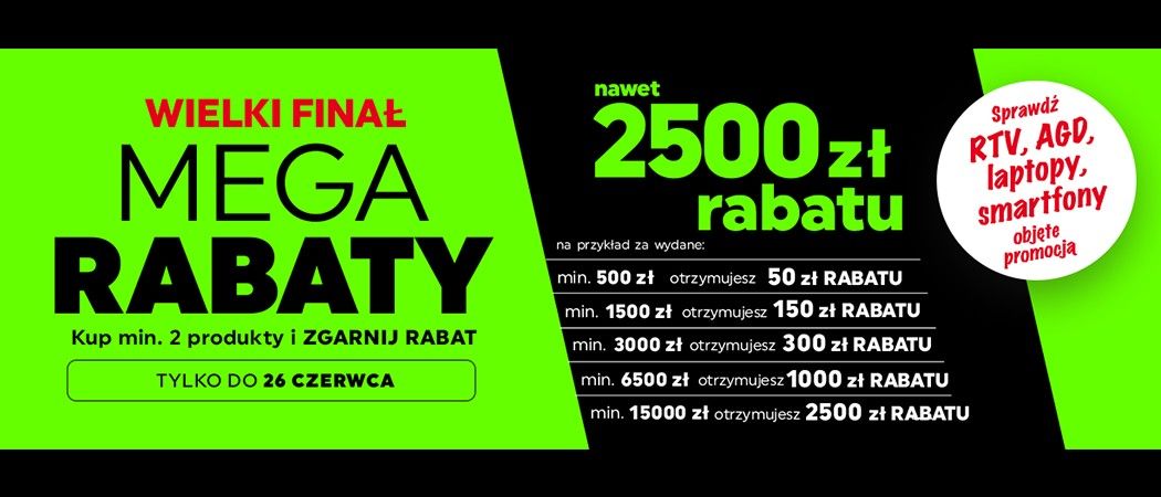 Kup wybrane sprzęty z rabatem nawet do 2500 zł w promocji "Mega rabaty" w Neonet!