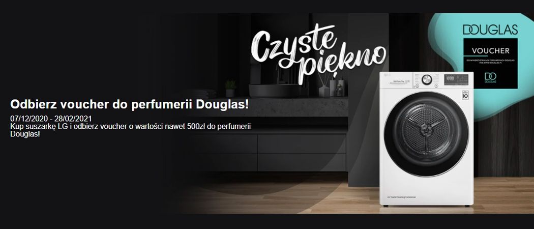 Promocja LG CZYSTE PIĘKNO - kup wybraną suszarkę i odbierz voucher do perfumerii DOUGLAS!
