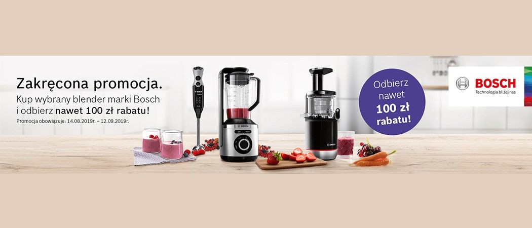 Promocja BOSCH w Neonet - kup wybrany blender marki BOSCH i zyskaj do 100 zł rabatu!
