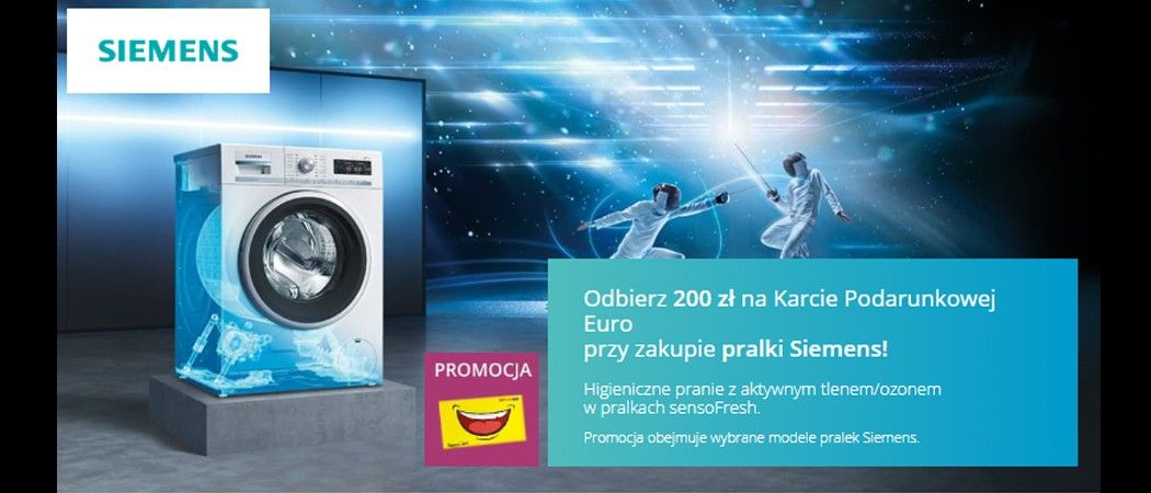 Promocja SIEMENS w RTV EURO AGD - kup wybraną pralkę i zyskaj 200 zł na karcie podarunkowej!