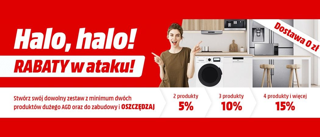 Promocja "Halo, halo! RABATY w ataku!" na zestawy AGD z rabatami w Media Markt!