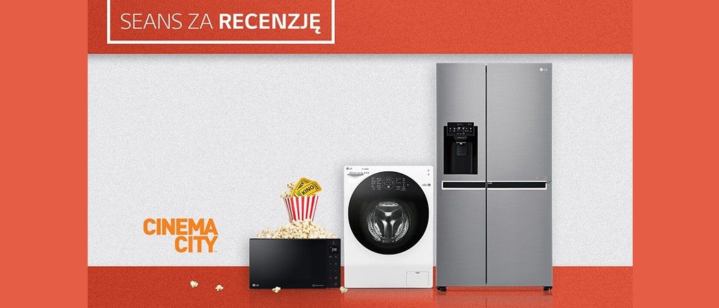 Promocja LG - kup wybrany sprzęt AGD marki LG, zamieść swoją opinię na jego temat i wygraj 2 bilety do kina sieci Cinema City!