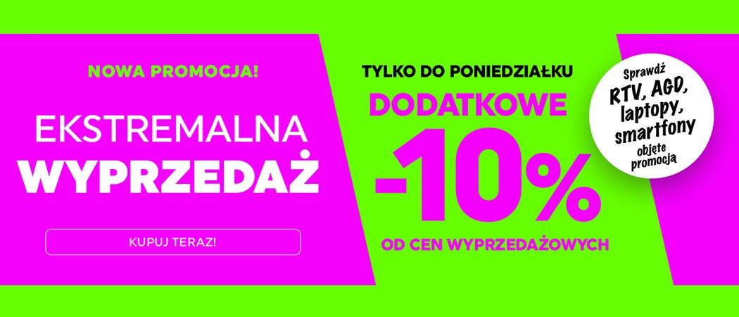 Kup wybrany sprzęt i zyskaj 10% rabatu od ceny wyprzedażowej w promocji Neonet!