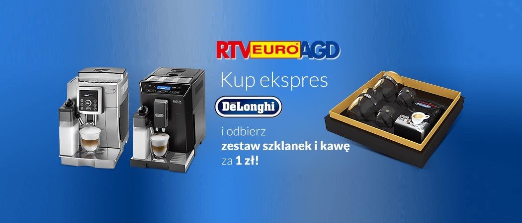 Promocja AGD w Rtv Euro Agd Promocja na ekspres do kawy DeLongi z prezentem w RTV Euro AGD! Promocja na ekspres do kawy DeLongi z prezentem w RTV Euro AGD!