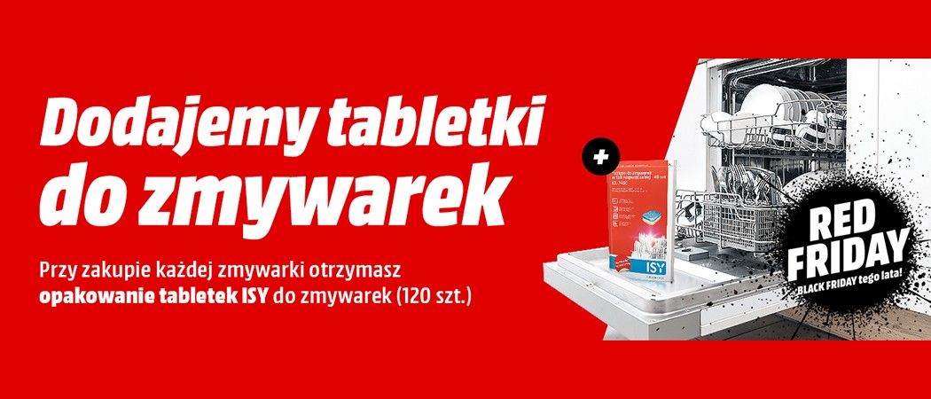 Promocja na zmywarki w Media Markt - kup promocyjną zmywarkę i odbierz tabletki w prezencie!