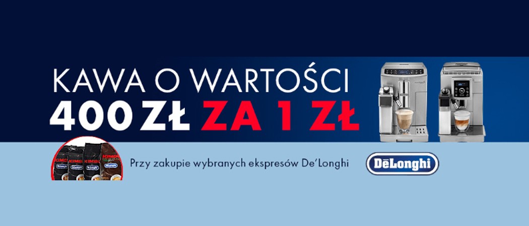 Promocja DeLonghi w RTV EURO AGD - kup wybrany ekspres i odbierz 4 kg kawy za 1 zł!