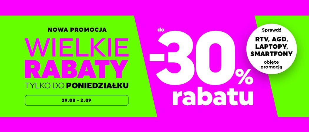 Promocja "Wielkie rabaty" w Neonet - kup wybrany sprzęt AGD i zyskaj do 30% dodatkowego rabatu!