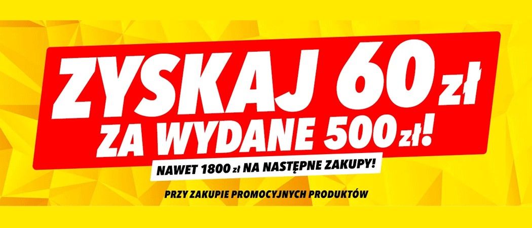 Promocja 60 ZŁ ZA 500 ZŁ w Media Expert - kup wybrane AGD i zyskaj do 1800 zł na następne zakupy!