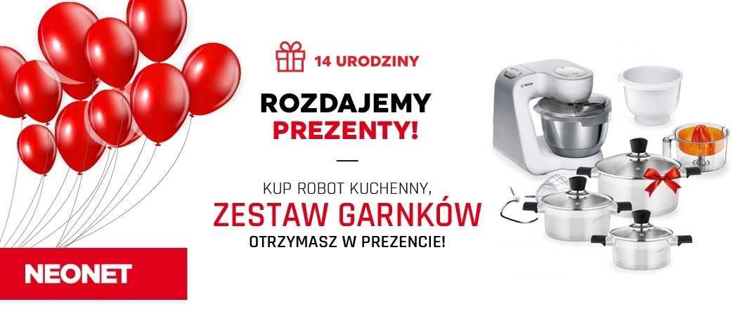 Promocja na roboty kuchenne BOSCH w NEONET - odbierz garnki gratis!