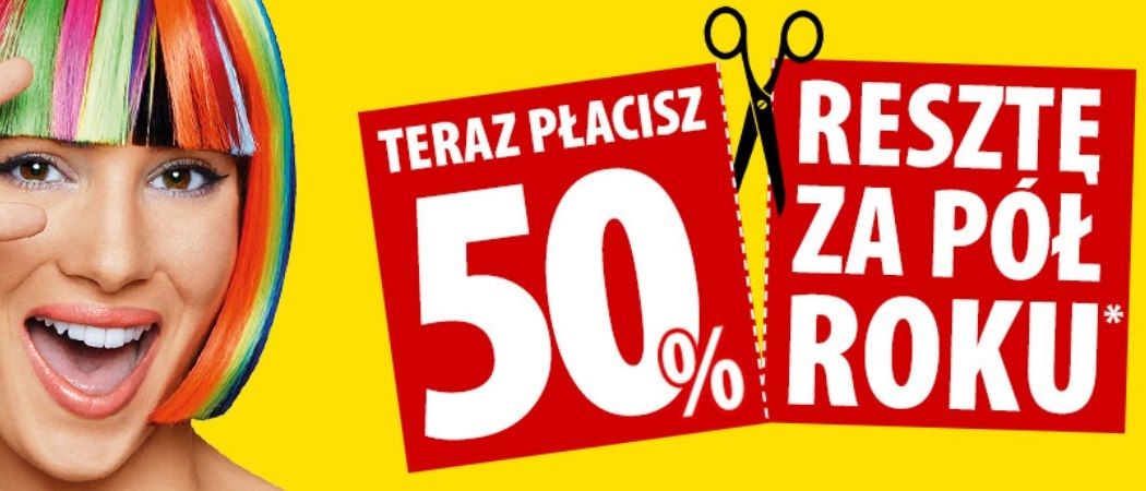 Promocja Media Expert - zapłać połowę teraz a resztę za p&oacute;ł roku!