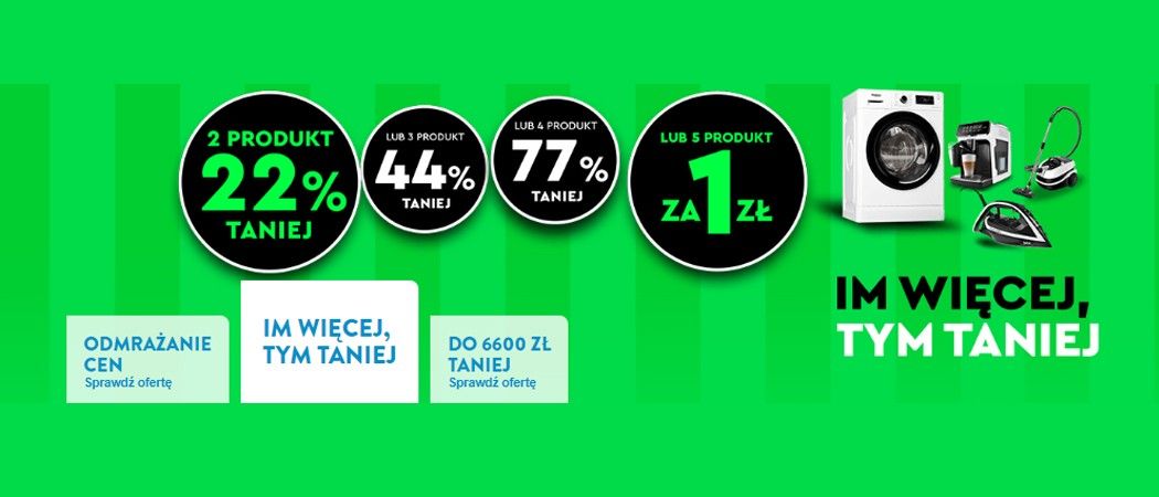 Promocja IM WIĘCEJ, TYM TANIEJ w Ole Ole - kup promocyjne AGD i zyskaj rabat na jeden ze sprzęt&oacute;w!