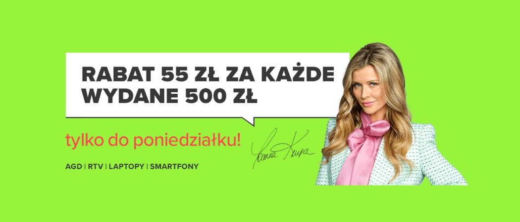 Promocja 55 ZŁ ZA 500 ZŁ w Neonet - kup wybrane AGD i zyskaj 55 zł rabatu za każde wydane 500 zł