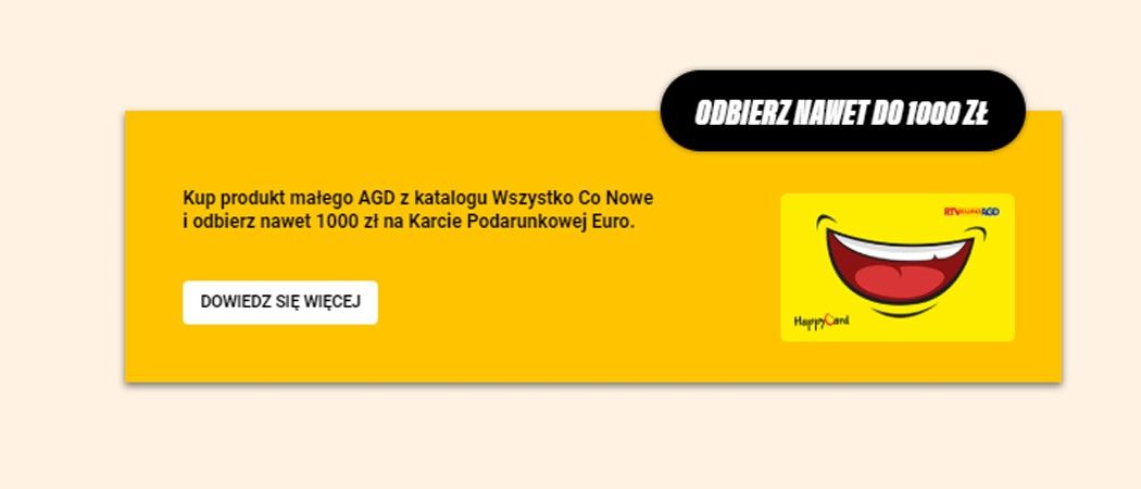 Kup wybrany sprzęt małego AGD i odbierz nawet 1000 zł na karcie podarunkowej w promocji RTV EURO AGD!